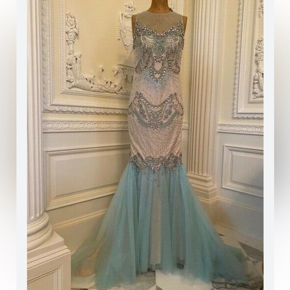 Eleni Elias jewel crystal bead embellished special event gown size 8 women’s